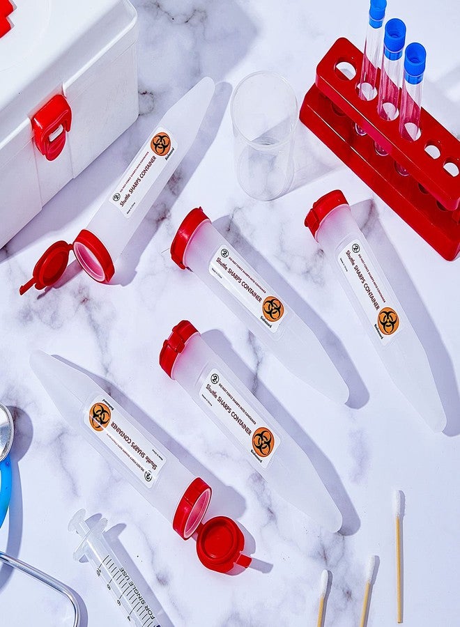 Fabbay 24 Pcs Travel Sharps Container Disposal Transportable Sharps with Locking Mechanism Needle Disposal Containers Small Single Use Transportable Container, 6.5 x 1.38 Inches - Image 5